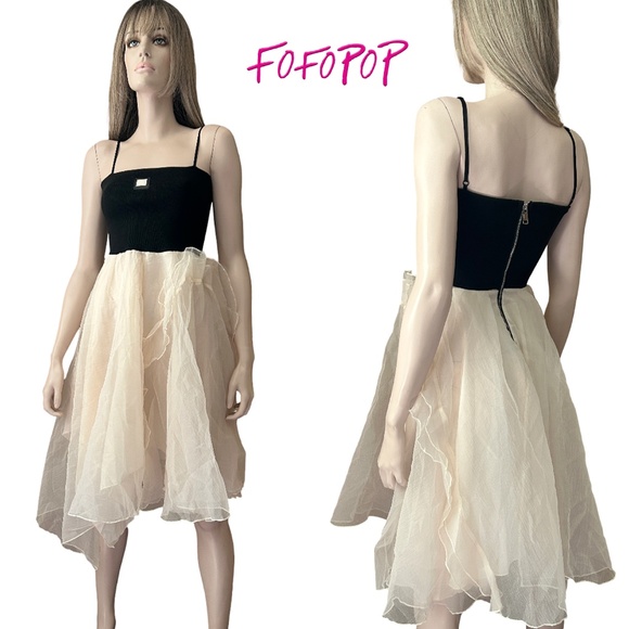 Fofopop Yuefa Fit & Flare Cocktail Dress Organza Party Special Occasion Ruffles - Picture 12 of 14